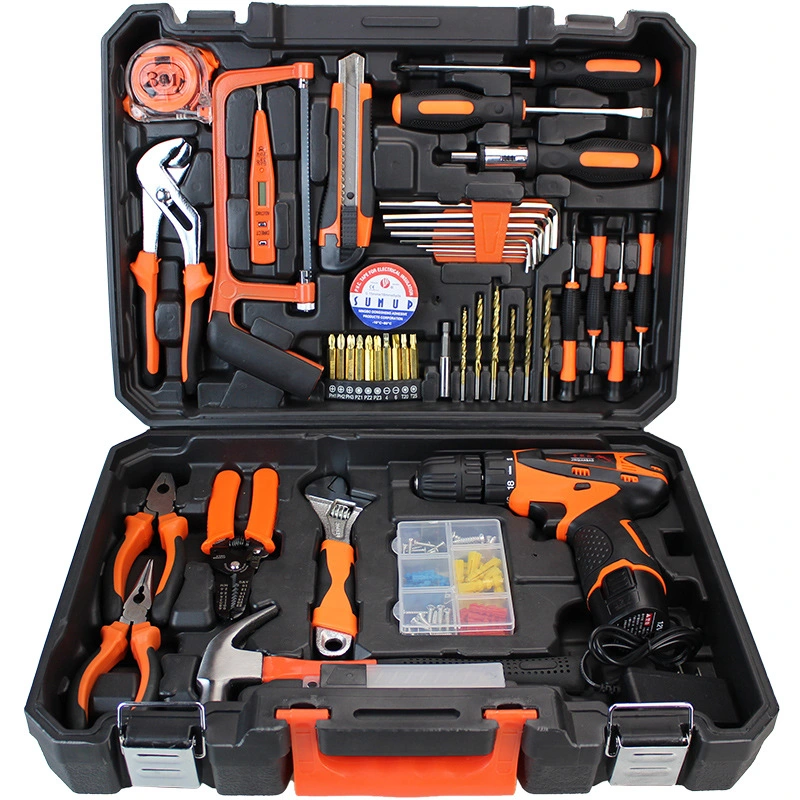 Professional Custom 100PCS Power Hand Tools Electric Drill Household Complete Tool Kit Box Set for Home