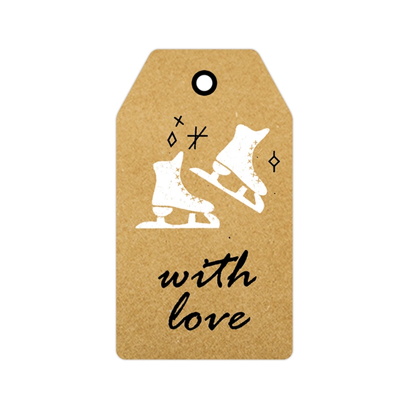 Custom Christmas Gift Set Tags Biodegradable Kraft Paper Embossed Clothing Tag