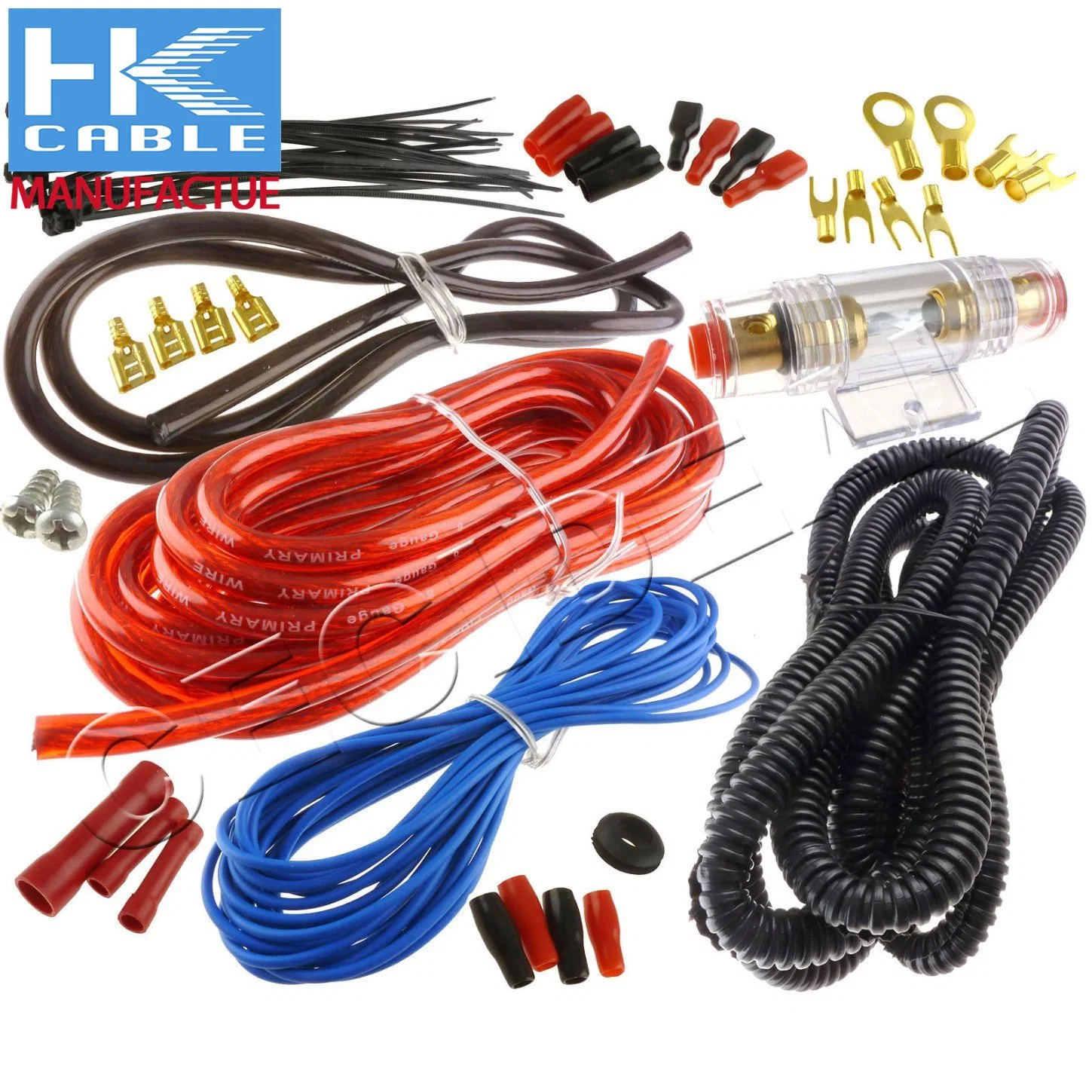 1 Set Car Audio Amplifier Subwoofer Speaker Installation Cable Wiring Kit RCA Audio Cable 10ga Power Cable Fuse Holder