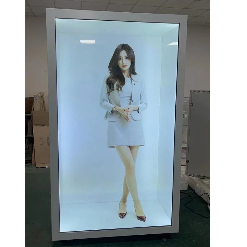 Custom 3D Affichage de publicité 65pouces LCD Full HD de voir à travers l'écran LCD transparent Cabinet vitrine LCD transparent WiFi Box