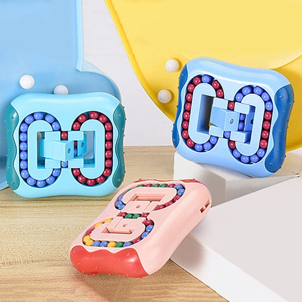 Creative Educational Stress Reliever Puzzle Game Fingertip Cube Rotating Magic Bean Sensory Fidget Toy for Children Gift