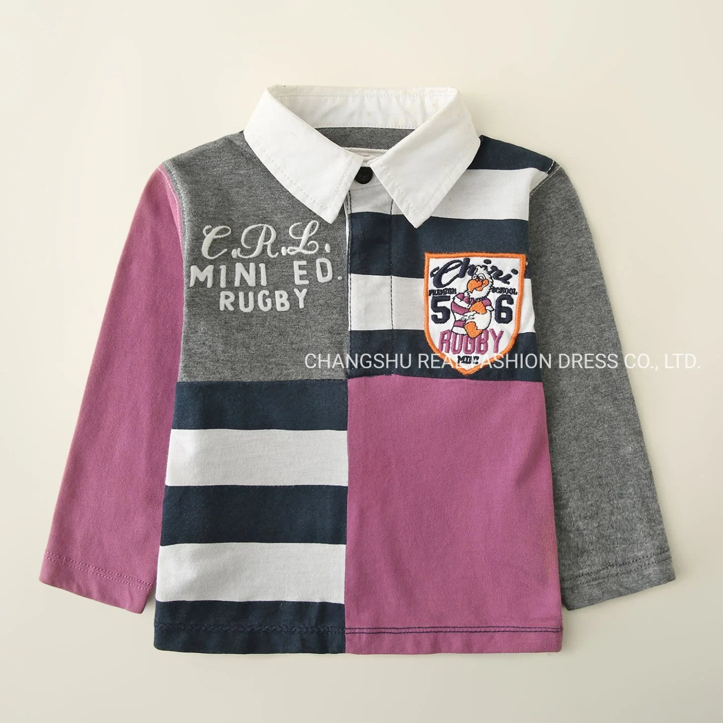 Baby Kids Children Clothing Boy Knitted Shirt with Embroidery Applique