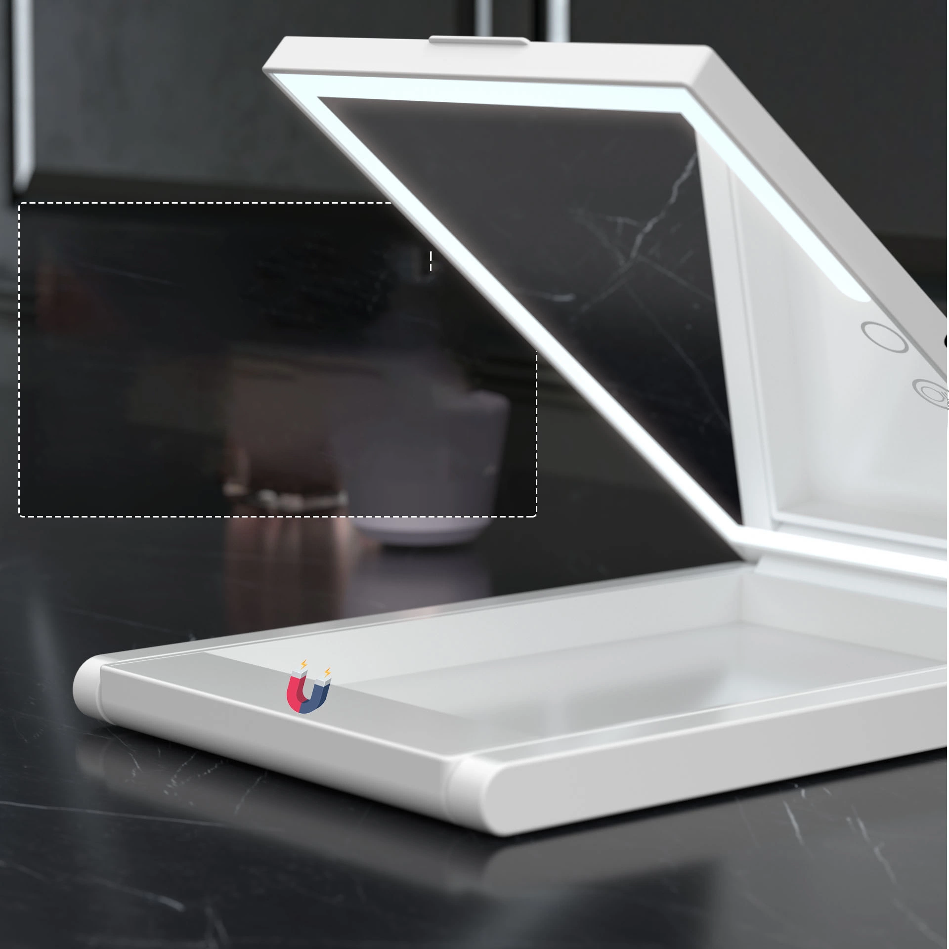 Portable Travel LED Lighting Makeup Tabletop Mirror Square Double Side Mirror