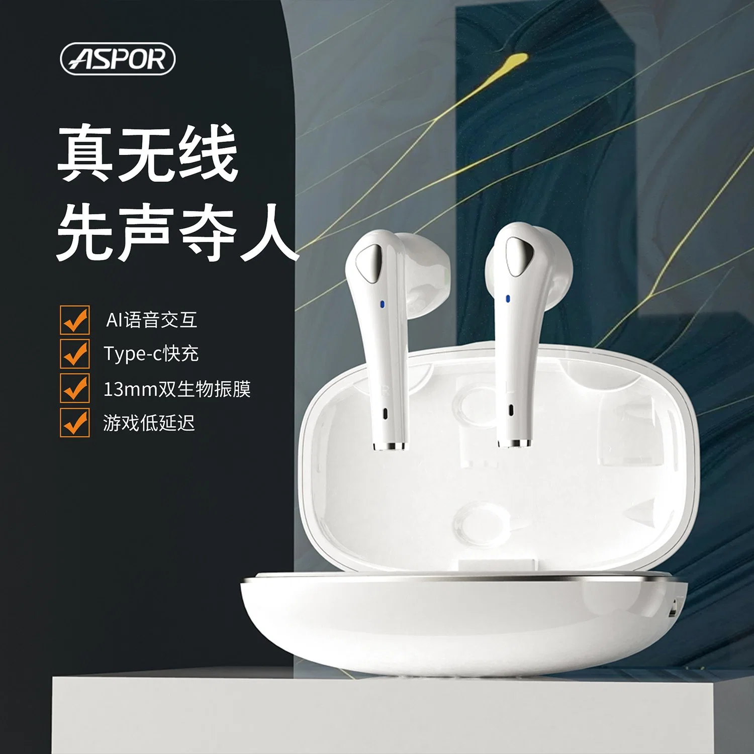 Tws Bluetooth Earphone with 5.0 Version with 13mm Bluetooth Headset with 12 Hours Playing Time for Aspor in China