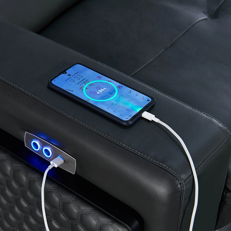 La détente Accueil Mobilier canapé de coupe électrique définir de nouvelles Fonction de conception Fauteuil inclinable canapé avec la charge USB