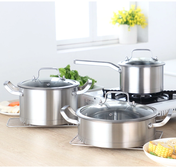 Multi-Functional Pot Stainless Steel Cooking Kitchenware Tableware Steamer Pot Set Soup Pot Milk Pan Cookware