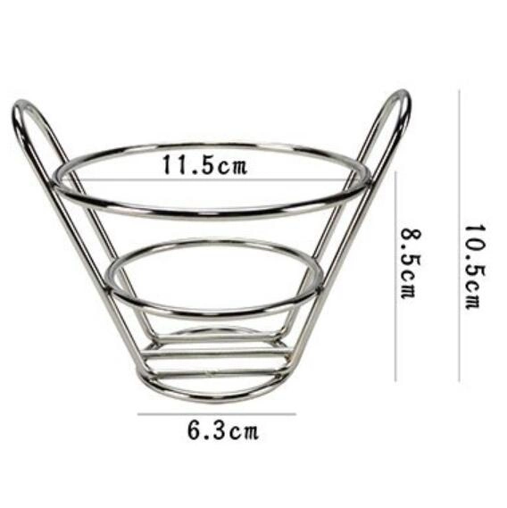 French Fries Basket Holder Stainless Steel Chips Plate Snack Storage Tray