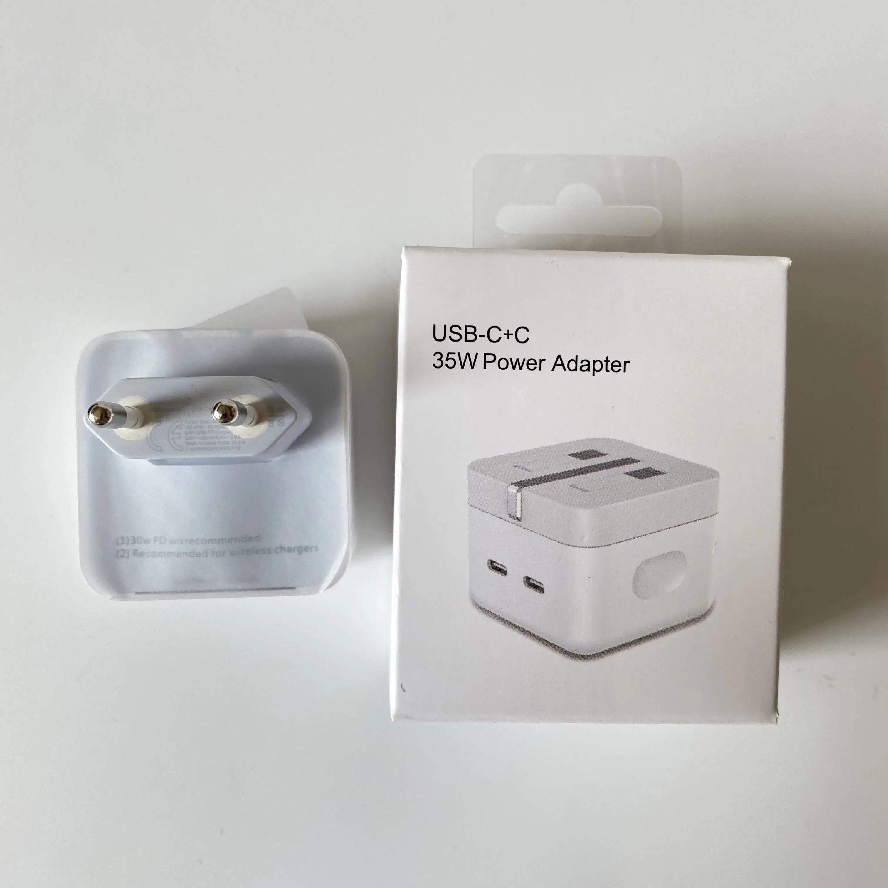 Original Dual USB-C 35W Pd Power Adapter Type C Wall Charging Cube for iPhone 11 12 13 14 Apple Charging Plug Fast Charger