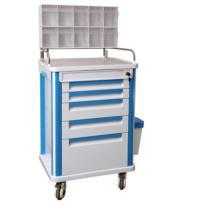 Multi-Function Mobile ABS Hospital Clinic Medical Furniture Plastic Emergency Medicine Trolley Crash Cart