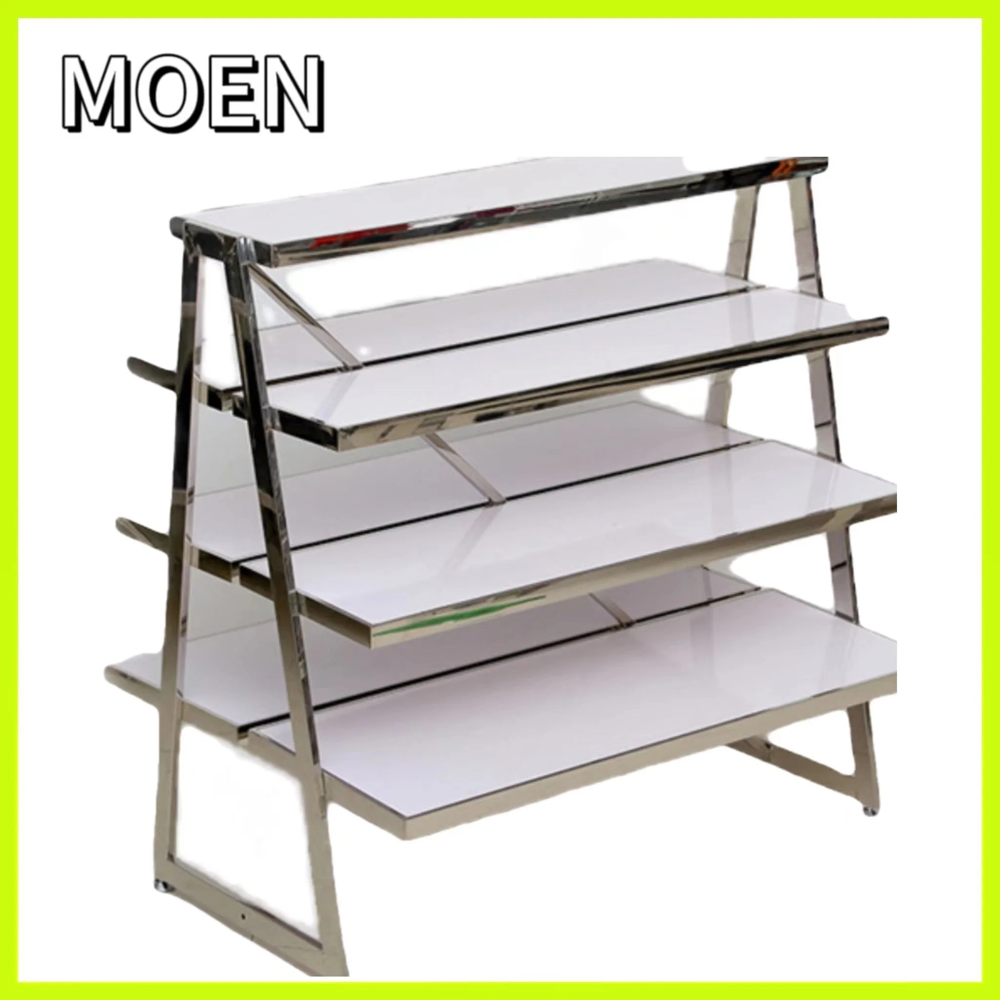 Factory Price High Quality Four Layer Stainless Steel White Metal Display Stands