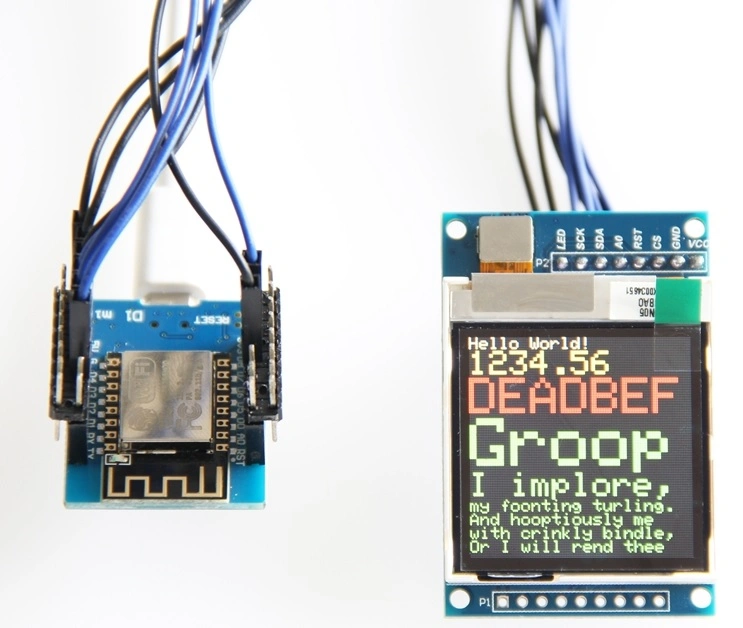 La luz del sol Readlable TFT transflectiva de 1,6 pulgadas de 130x130 Wemos D1 Esp8266 Mini Módulo SPI