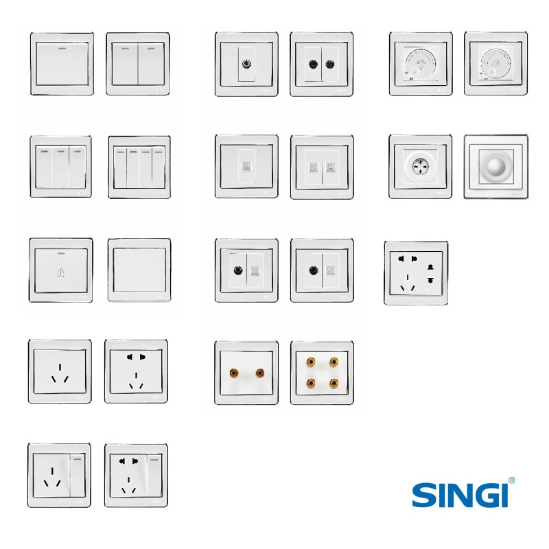 Bouton poussoir Singi prise électrique et le RCD interrupteur mural Lumière ODM Gnw56