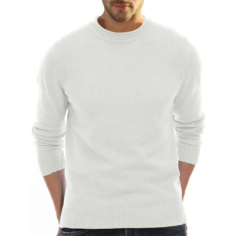 Custom Men 100% Cotton Crewneck Solid Color Undershirt Pullover Sweatshirt