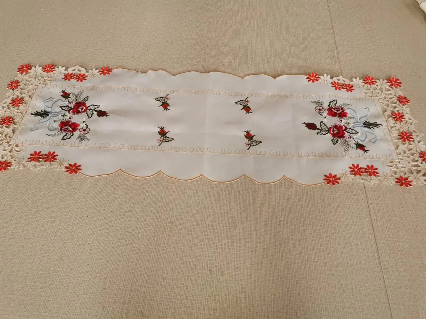 Home Embroidered Floral Rectangular Tablecloth Banquet Wedding Party Decoration Tablecloth