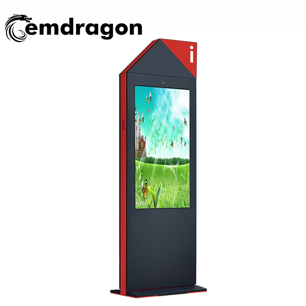 Wind-Gekühlte Vertikale Bildschirm Landung Ultra-Thin Außenwerbung Maschine 55 Zoll LED-Werbedisplay mit Mini-PC Multi-Media All in One PC