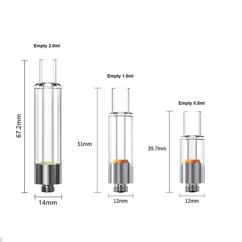 Atomizador de bobina cerámica 510 Vaporizador desechable 1ml 2ml desechable Cartucho VAPE de vidrio lleno cartucho VAPE vacío