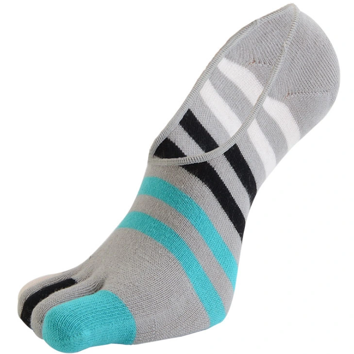 Custom Cotton Stripe Mens Liner Five Toe Low No Show Socks