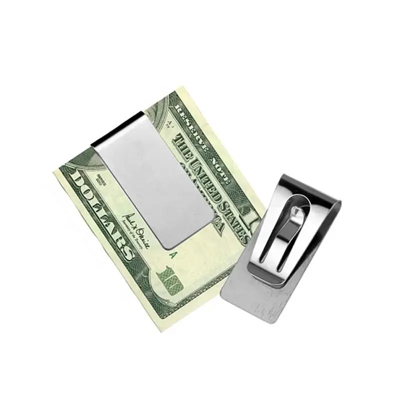 Fábrica OEM personalizado único acero cepillado Stamping Money Clip con Servicio gratuito de logotipo láser