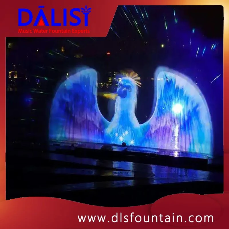 Design und Installation Outdoor-Musikbrunnen mit Wasserschirm und Feuerquelle Wasserfall Schwimmbad Springbrunnen Wasservorhang Brunnen
