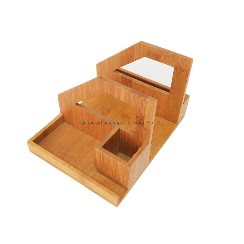 Office Bamboo Bookshelf Pencil Holder File Tray Multi-Function Desk Organizer