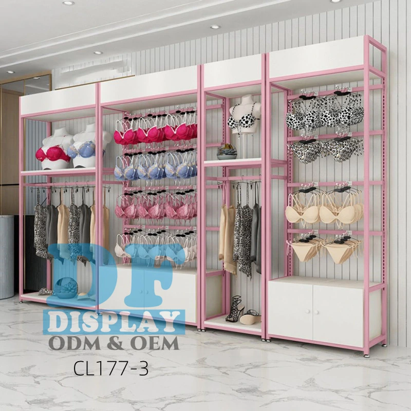 Customized Layout Design Gold Underwear Display Rack Store Design for Underwear and Bra Display Rack for Shop