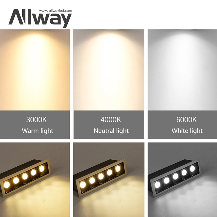 Allway Rectangle Recessed Strip Lighting System Aluminum Indoor 8W LED Linear Down Lamp