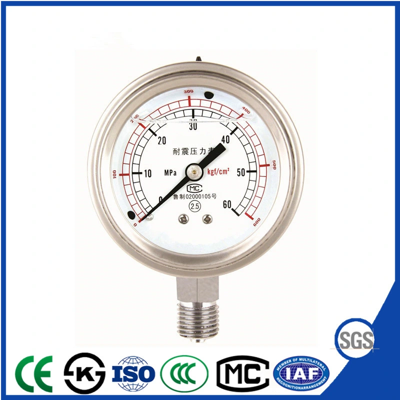 2.5" Shock Proof Stainless Steel Pressure Gauge with Liquid Filled