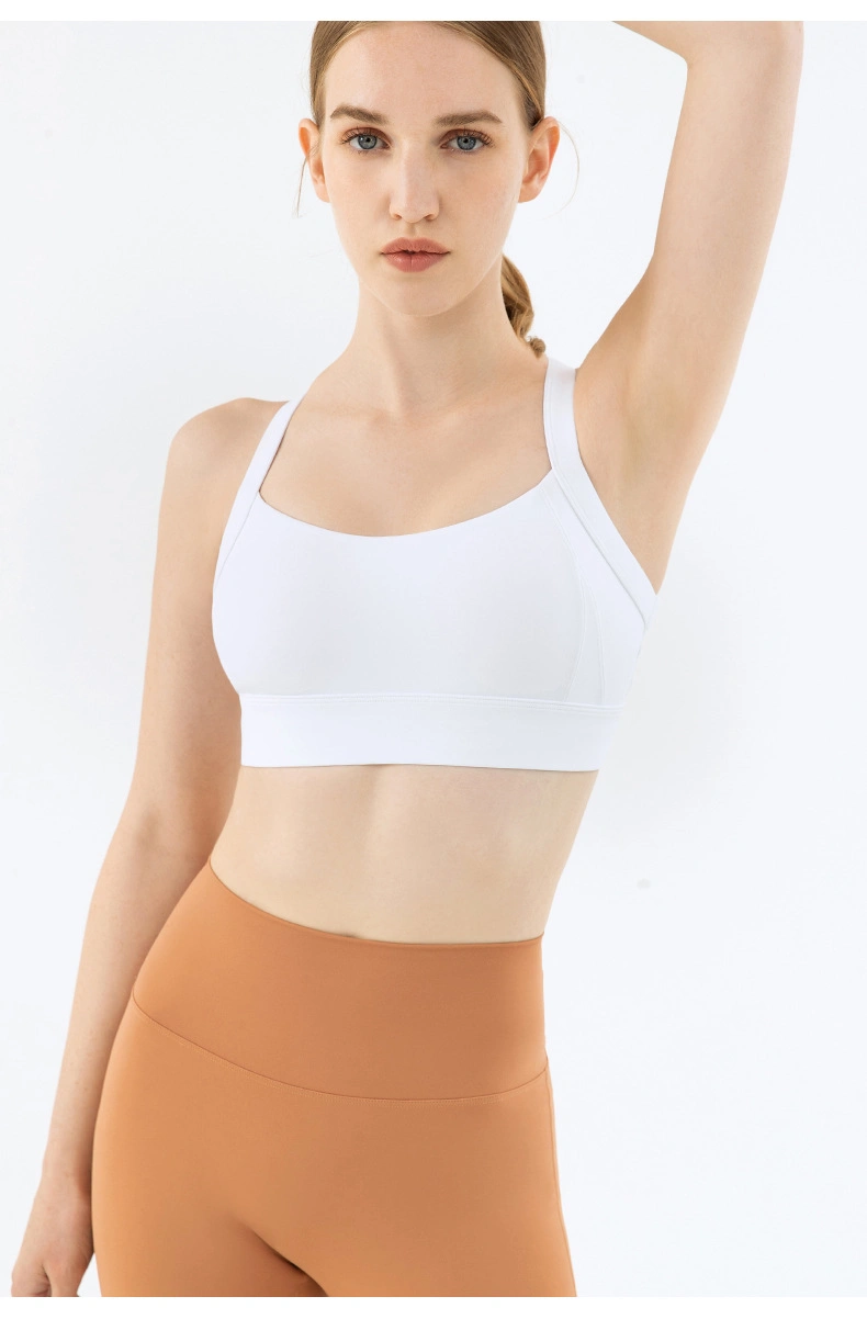 Correas de hombro ajustable en forma de X hermoso diseño Volver Mujer Push up sujetadores deportivos ropa de Yoga