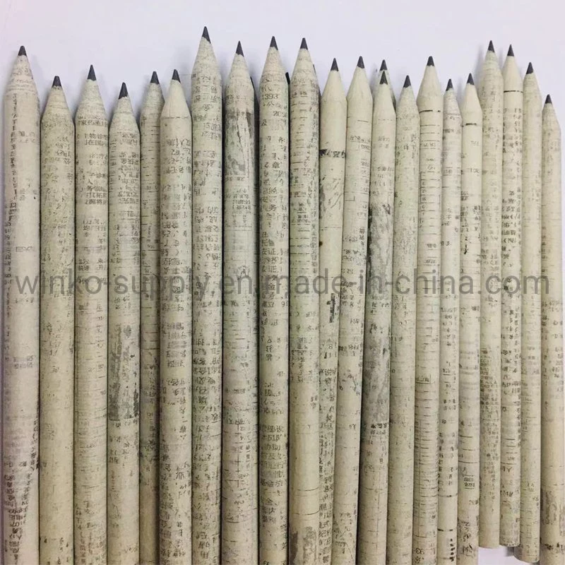 Customized Pre-Sharpened Recycled Newspaper Pencil for Office Supply