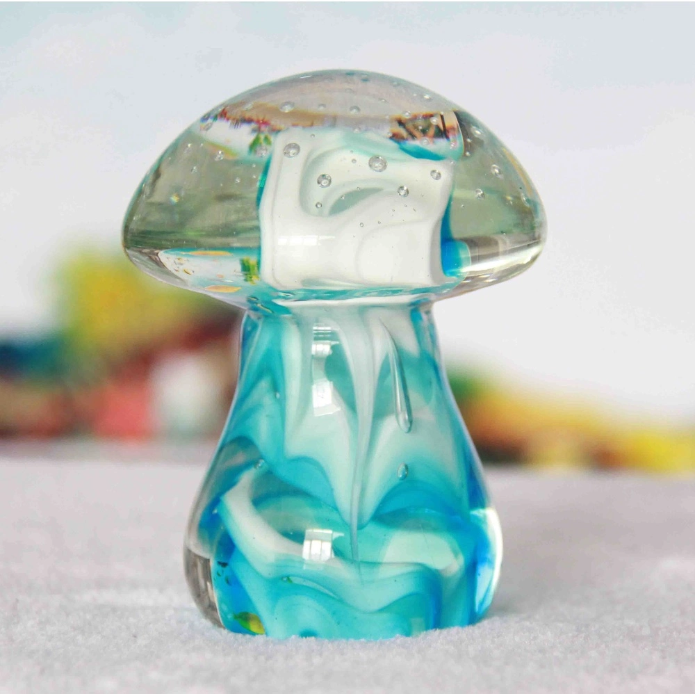 Murano Glass Crystal Craft Decorative Mushroom Paperweight