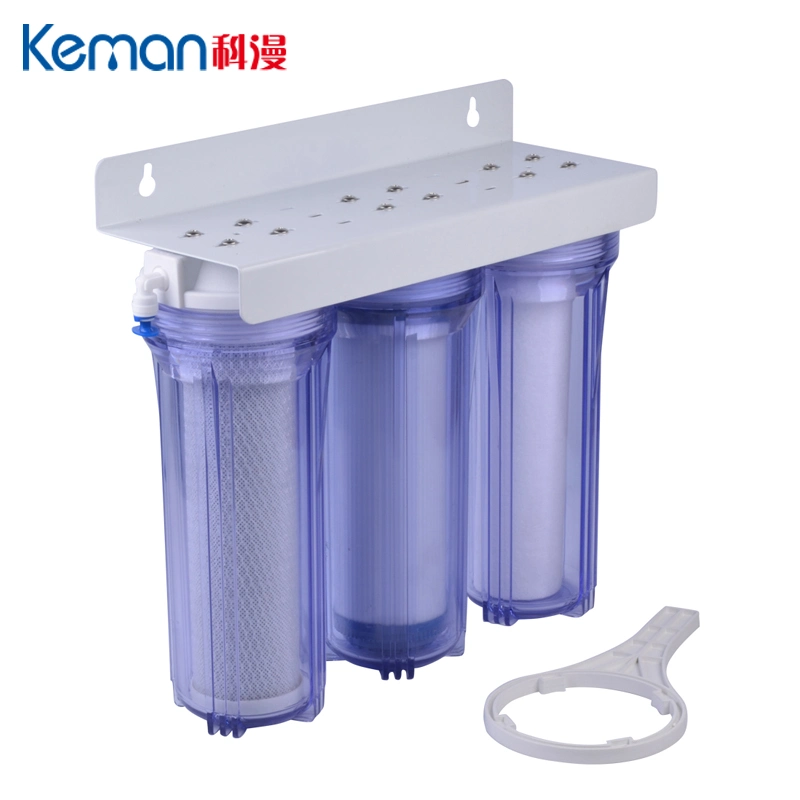 3 Stage Home Reinwasserfilter mit blauem klarem Gehäuse