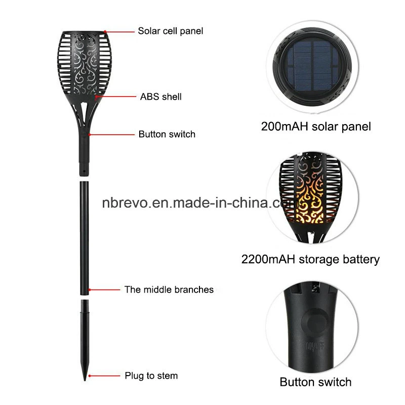 96/72/51/33/24 Jardín Solar LED que parpadea la luz de la antorcha de llama (RS127)