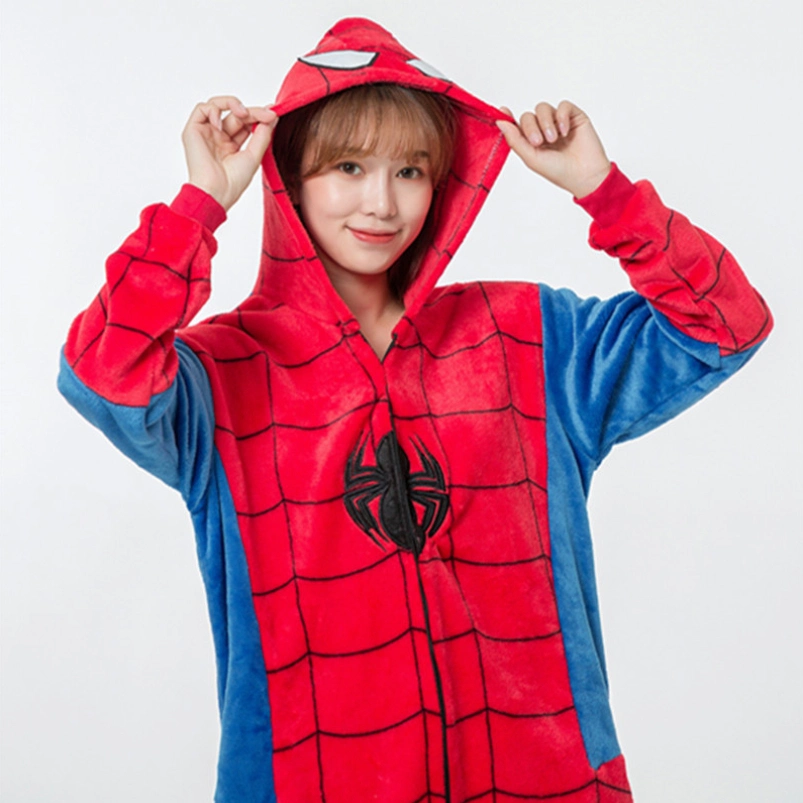 Bienvenida estilo Spiderman niños adultos Flannel Pajama Jumpsuit