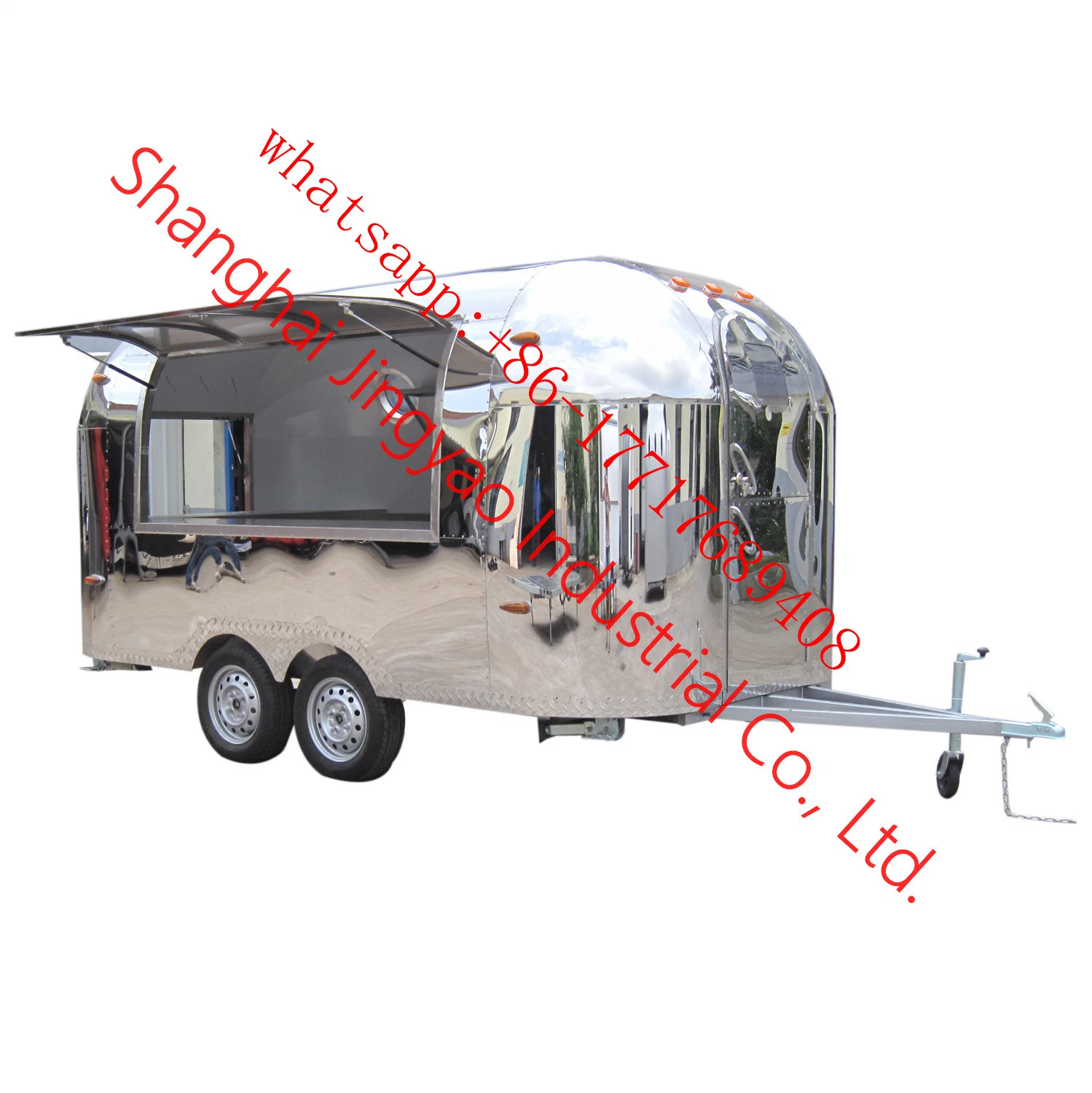 High Quality Customized Color Stainless Steel Beach Trolley Mobile Food Cart Vintage Ice Cream Food Truck Fast Food Vending Trailer Food Van Trailer for Sale