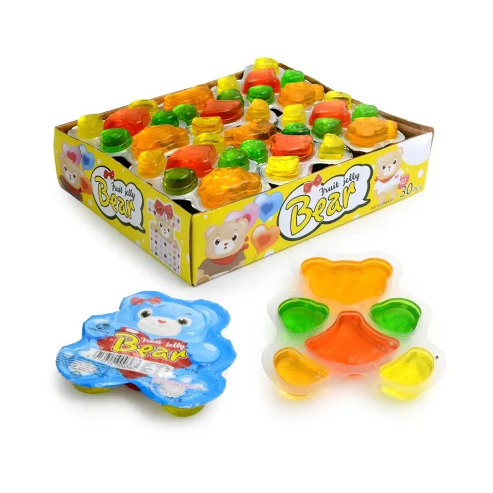 Atacado urso forma Halal Mixed sabor de fruta Jelly Pudding Kid Doces