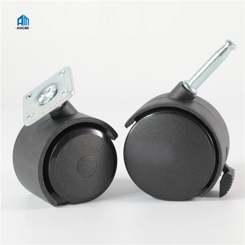 White/Black OEM Office Chair Caster Wheels with Brake Without Brake PP/Nylon Furniture Caster