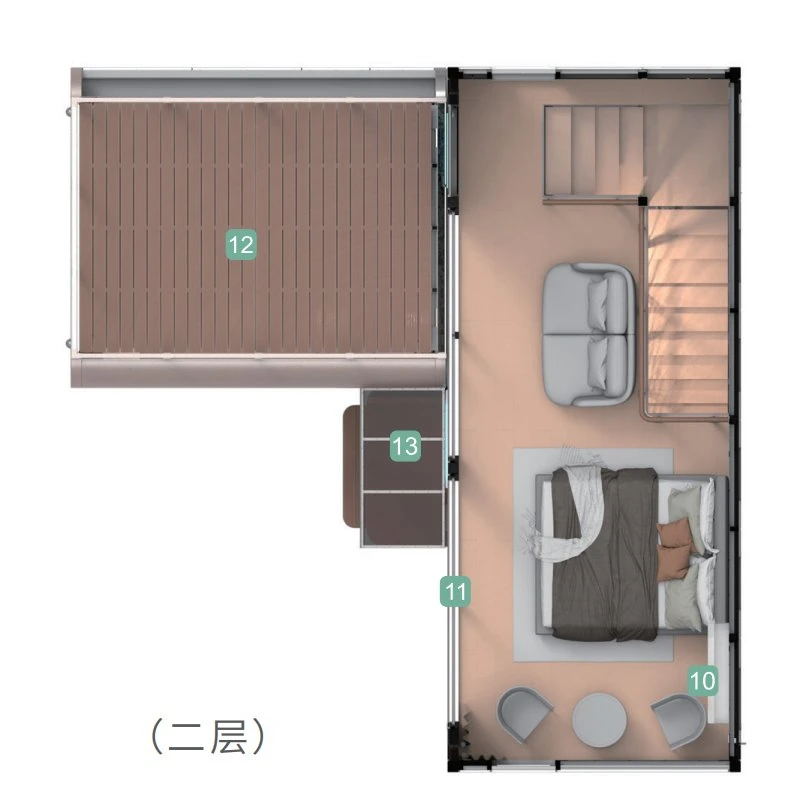 Two-Story Movable Prefab Prefabricated Capsule Hotel Apple Cabin Hotel Style Residential