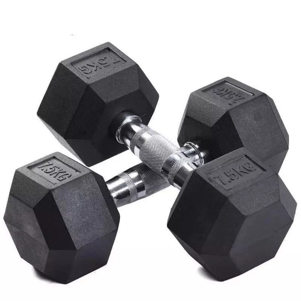 Multi Function Gym Hex Rubber Encased Solid Dumbbell Fitness Accessories for Weight Lifting Powerlifting Power Training