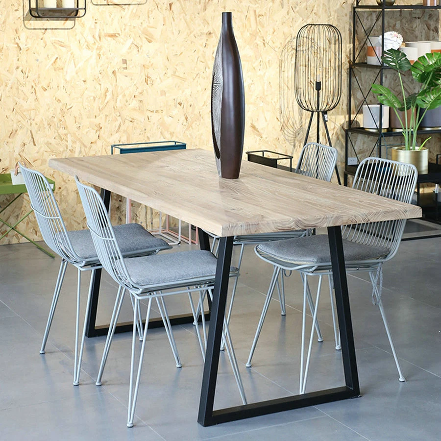 Dining Room Furniture Dining Table Solid Wood with Metal Legs