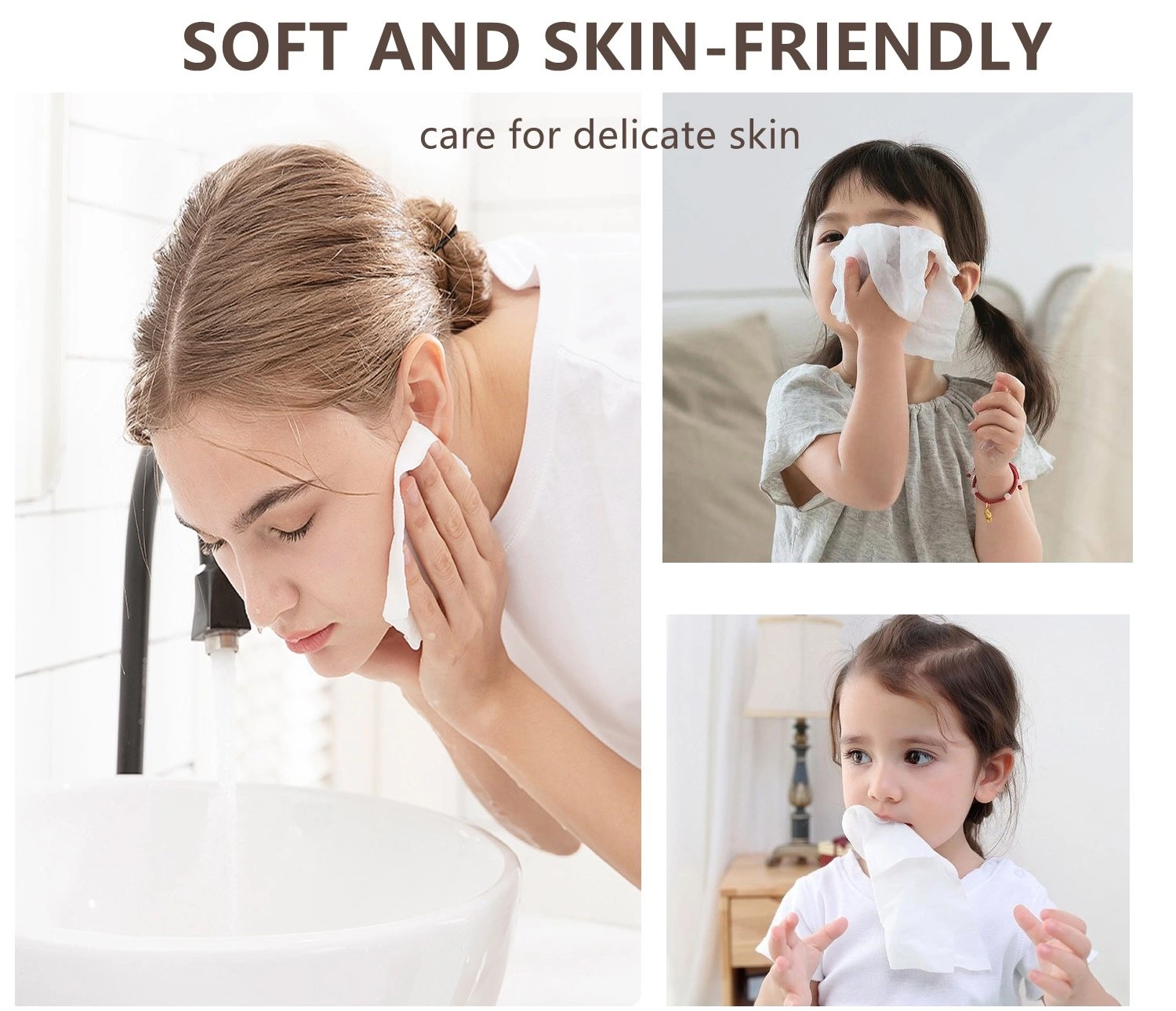 20*20cm Customized Factory Spunlace Nonwoven Cotton Tissue Organic Cotton Towel Baby Facial Tissue for Sensitive Skin Face Clean