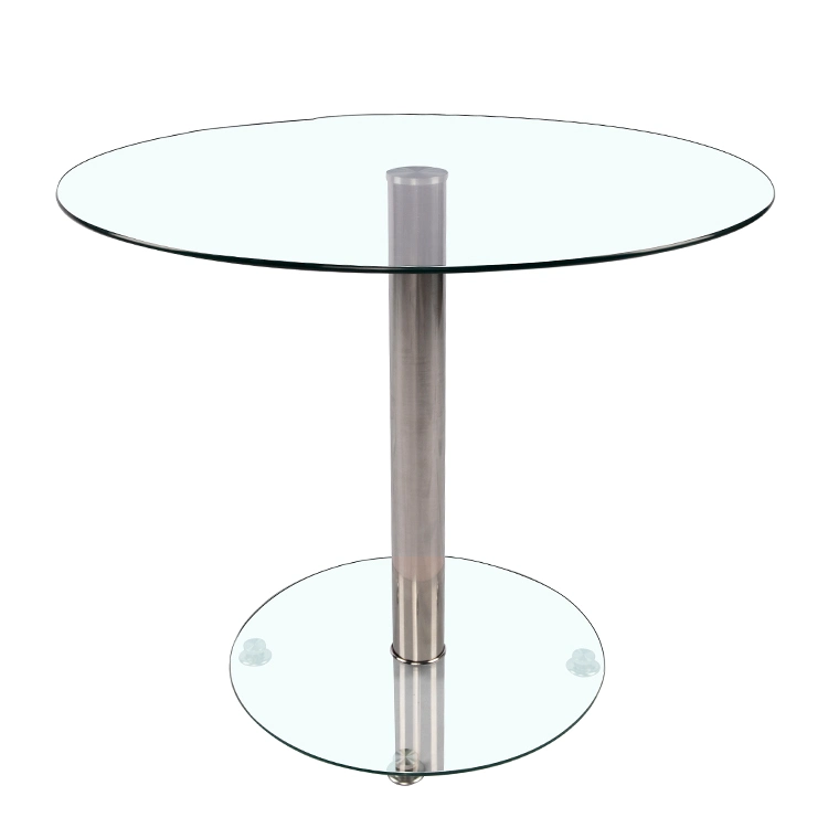 Modern Wholesale/Supplier Round-Shape Table Garden Dining Tempered Glass Top Stainless Steel Leg Dining Table