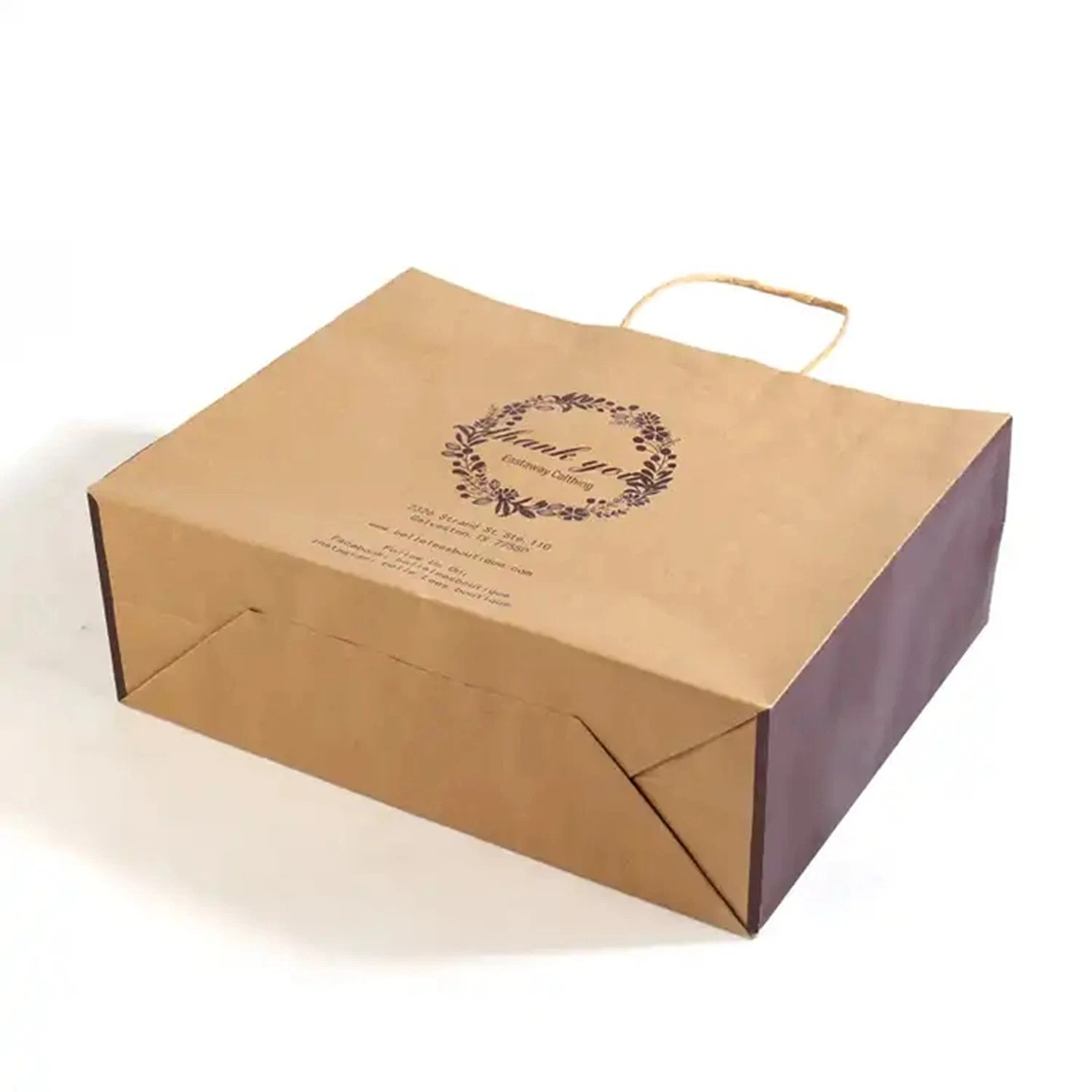 Custom Brand Boutique Shop Packaging Retail Paper Bag with Turn Over Top