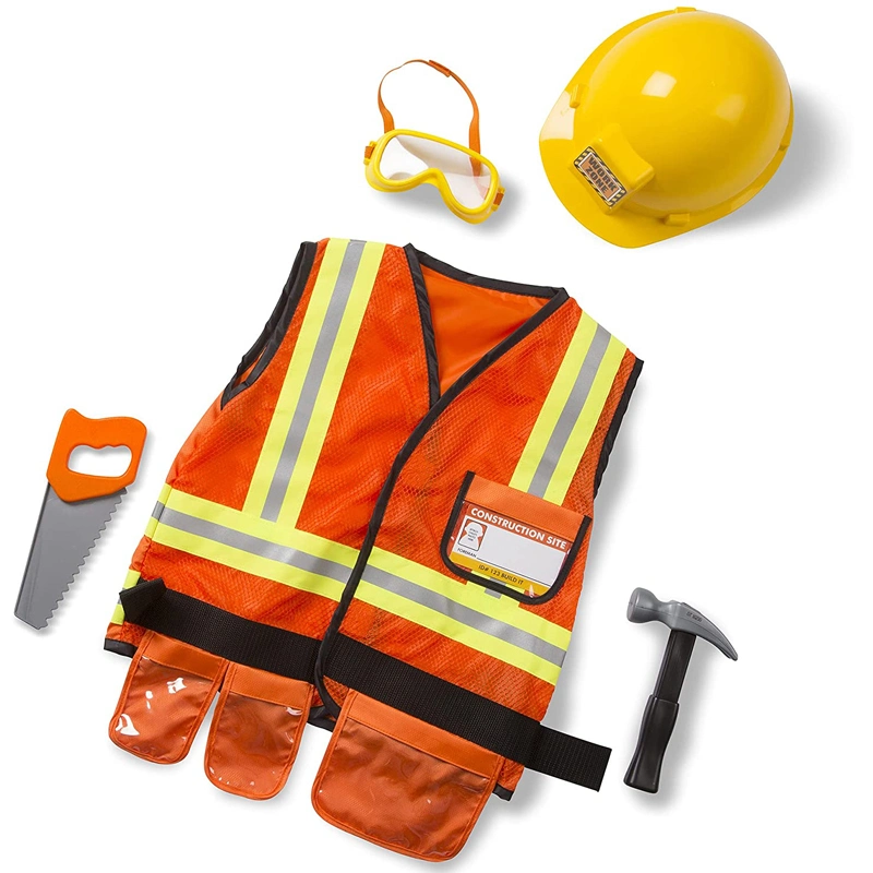 Engenharia construção civil trajes construtor Carreira Outfit papel jogando Toy Inclui o capacete Tool Vest Fenny Party Roupa Infantil para criança