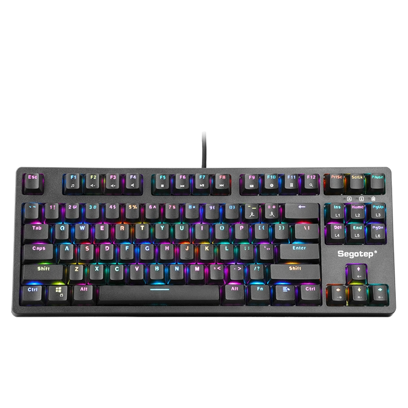 RGB-Gaming-Tastatur mit Hintergrundbeleuchtung, mechanisch, kabelgebunden, 87 Tasten Kompakt