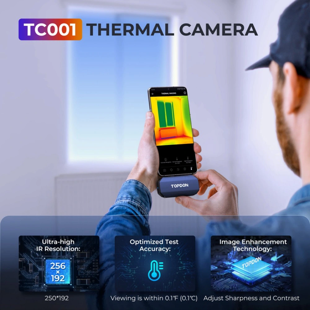 Topdon USA Europe UK De Netherlands Stock Tc001 Portable Smart Thermography Measurement IR Thermal Imager Android Mini Infrared Thermal Imaging Camera for Phone