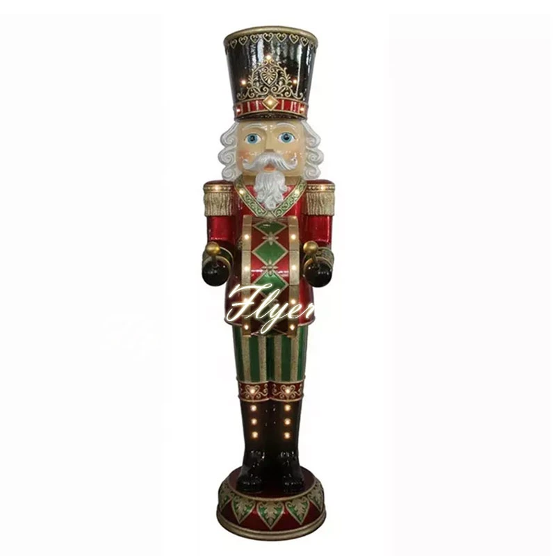 Customized High quality/High cost performance  Resin Nutcracker Soldier Statue Large Fiberglass Nutcracker Sculpture Christmas Decoration