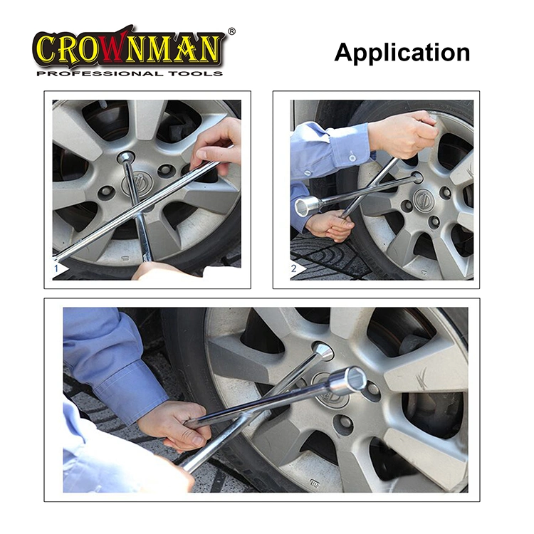 Crownman Hand Tools, 14" Carbon Steel Cross Rim Wrench for Wheel Repairing