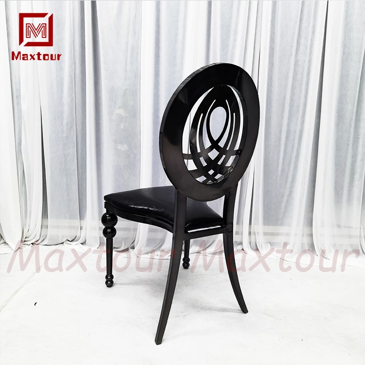 Black Throne Chairs Wedding Chair Stainless Steel Round Wedding Party Decoration