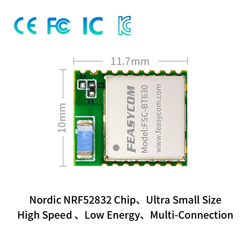 Feasycom FSC-BT630 Nordic Nrf52832 Small Wireless Low Energy Bluetooth 5.2 BLE Module for Data Transmission & Mesh Network