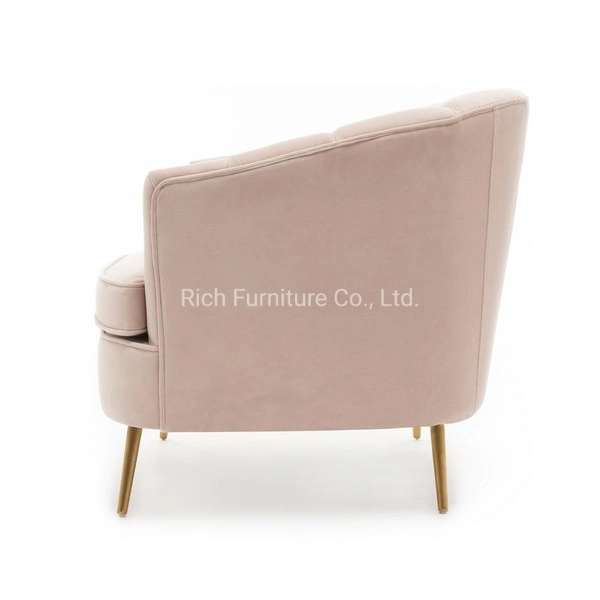 Living Room Furniture Baby Pink Sofa Set Fabric Sofa Shell Shaped Sofa with Metal Legs for Hotel Office Event Home